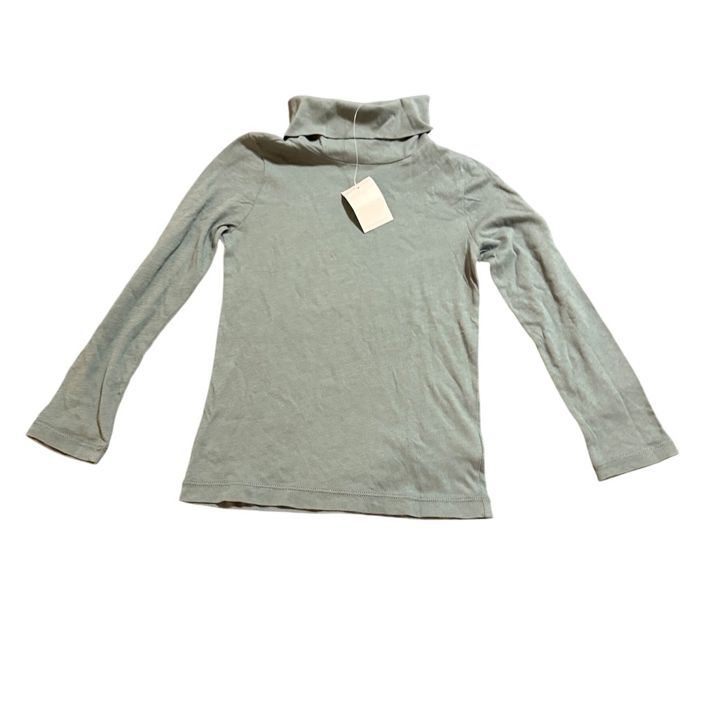 NWT Crewcuts Girl Kid Sage Green Size XS 4-5 High Neck‎ Long Sleeve Shirt Cotton